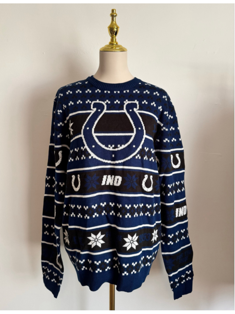 Men's Foco Indianapolis Colts Crewneck Sweater Blue White Size M